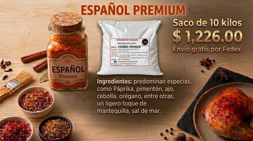 Español Premium - Sazanador para carnes, saco de 10 kilos
